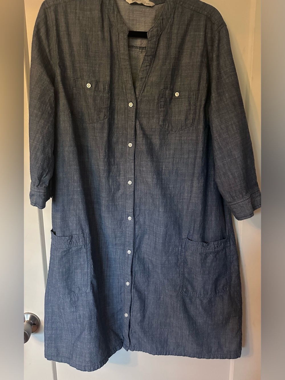Old Navy Dark Blue Chambray Button-Down Long Sleeve Dress